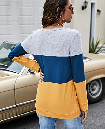 Halife Women's Long Sleeve Color Block Tops Crewneck Sweatshirts Pullover Tunic Shirts Blouses4