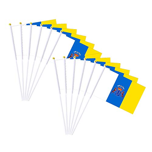 Durabol 12PCS Bandera de Mano de Canarias Comunidades autónomas de España (20X30CM) (Canarias)