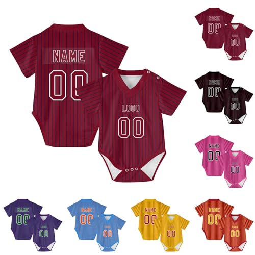 Camiseta de una Pieza Personalizada para bebé, Camiseta de una Pieza con Nombre/número/Logotipo Impreso, Adecuada como Camiseta de fútbol para recién Nacidos. (FR/ES, Edad, Talla única, Estilo 11)
