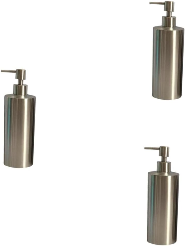 Alipis 3pcs Stainless Steel Soap Dispenser Liquid Pump for Kitchen and Bathroom Elegant Cylindrical Design Easy to Refill and Use for Hand Soap