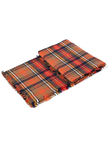 American Trends Womens Blanket Scarf For Women Classic Plaid Scarf Soft Tartan Wrap Shawl Scarves Orange #TOP5