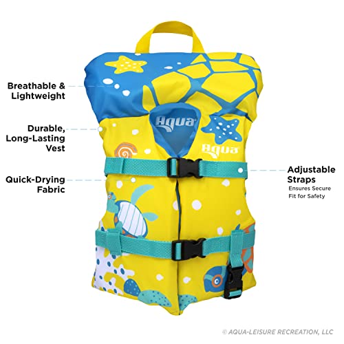 Aqua Leisure Aqua US Coast Guard-Approved, Type II Infant Life Jacket – Personal Flotation Device with Comfortable Flex-Form-Fit Design – Seafoam Blue Lemon (12437A) - Thumbnail 2