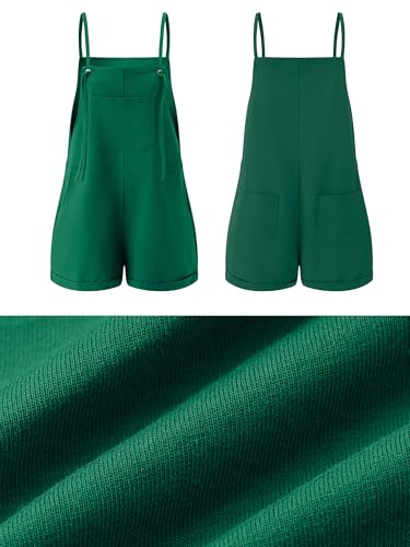 KORSIS Overalls for Women Summer Dark Green X-Large Casual Loose Fit Spaghetti Strap Shorts Overall Rompers Bib jumpsuits Outfits with pockets — view 5