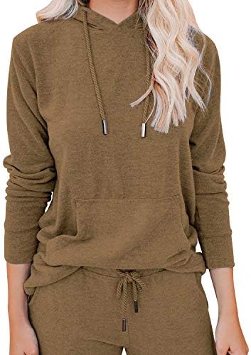 WANLISS Lounge Sets for Women Two Piece Outfits Sweatsuits Sets Long Pant Loungewear Workout Athletic Tracksuits with Pockets (Brown, Medium)