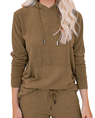 Wanliss Lounge Sets For Women Two Piece Outfits Sweatsuits Sets Long Pant Loungewear Workout Athletic Tracksuits With Pockets (Brown, Medium) #TOP2