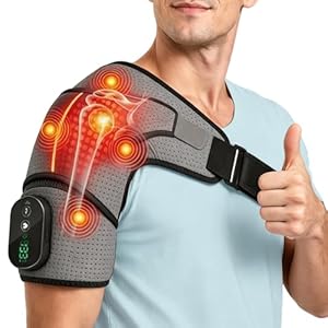 Schultermassagegerät Triple, Nacken Schulter Massagegerät Gerät mit Vibration & Wärme, 5000mAh Schulterbandage Schultergurt Muttertagsgeschenk Vatertagsgeschenk für Zuhause Büro