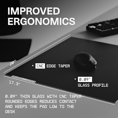 Image of Wallhack VA-005 Glass Gaming Mouse Pad - Speed Surface, Large Mousepad for Esports, Smooth Low-Friction Glide, Tempered Glass, Ergonomic Low Profile, Durable & Portable with Carry Case | Vapour Black