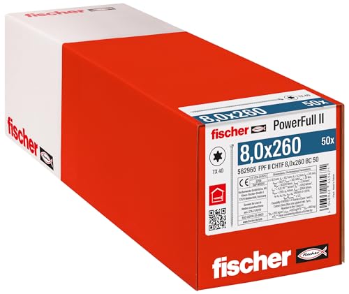 fischer PowerFull II 8,0 x 260, Premium Vollgewindeschraube (50 Stk.) mit innovativer Spitzengeometrie… – Ansicht 1