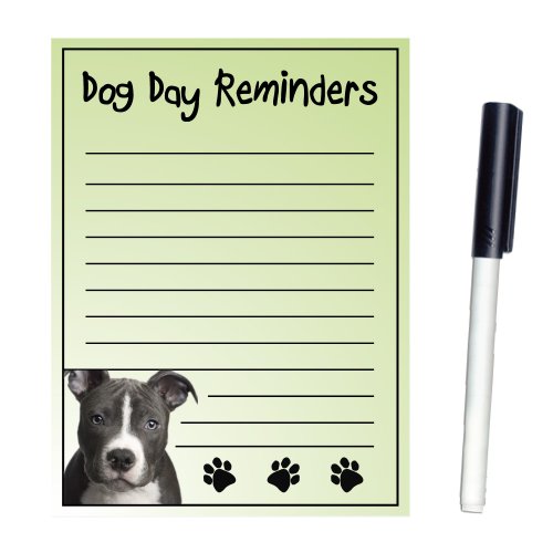 Imagine This Company Dog Day Reminders Magnetic Dry Erase Board; Reusable,Easy to Install,Lightweight,to Use On Fridge,Locker,Office,Home1 Item,6 x 4.5 in,Available Green, Pit Bull