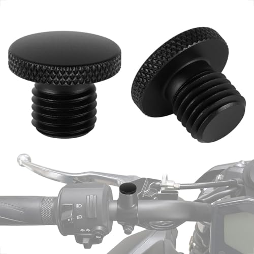 evermotor Motorcycle Mirror Blanking Plugs Bolts M10 for Motorbike CNC Aluminum 10mm Mirror Blanks Black Screw Clockwise Thread x1 +Reverse Thread x1