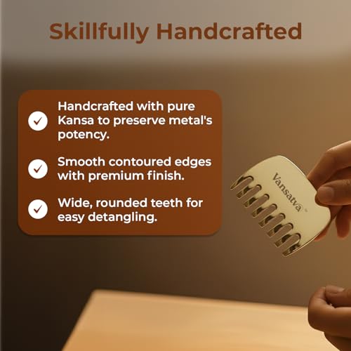 Image of Pure Kansa Comb - Ayurvedic Bronze Scalp Massage Tool for Relaxation, Improved Circulation & Root Stimulation | Handcrafted Natural Comb for Healthy-Looking Hair & Scalp Wellness