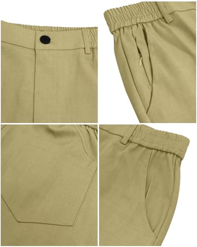 LVCBL Freizeithose Herren Regular Fit Stretch Softshellhose mit Elastische Taille Khaki XL
