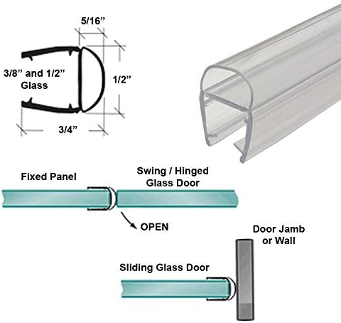 Gordon Glass Co. Universal Clear Polycarbonate U-Channel with Soft Vinyl Bulb Seal for 5/16", 3/8" and 1/2" Glass - 73" Long
