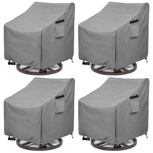 okcool Patio Swivel Chair Cover 4 Pack,Waterproof Heavy Duty Outdoor Chair Covers,Outdoor Swivel Chair Cover for Patio Furniture Covers(33 W x 35 D x 38.5 H inches),Grey by okcool - Used condition - US$67.19