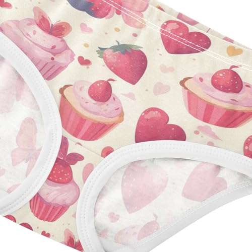 Wusikd Hearts Strawberries Girls' Underwear Cotton Cupcakes Butterflies Girls Briefs Soft Toddler Underwear 2T4