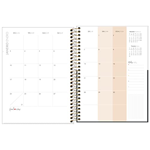 Planner Espiral 17,7 x 24 cm West Village 2022 - Estampa Fundo branco com poá - Tilibra