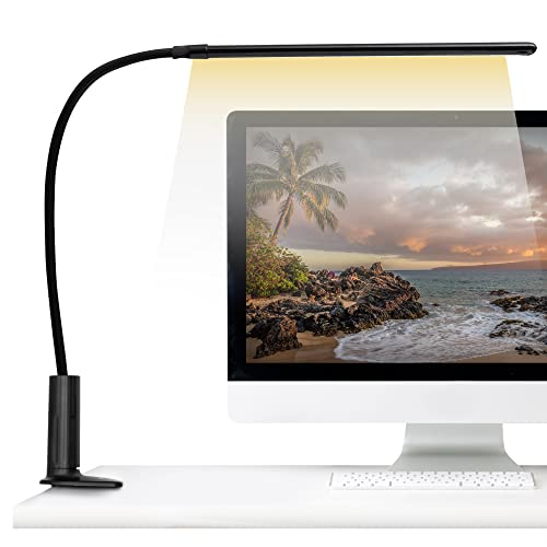 LED Bright Desk Lamp with Clamp – Eye-Friendly Flexible Dimmable Gooseneck Lamp Light with Twist Clamp, 3 Color Modes & 10 Brightness Levels – 360 Degree Adjustable Architect Reading Study Lamp