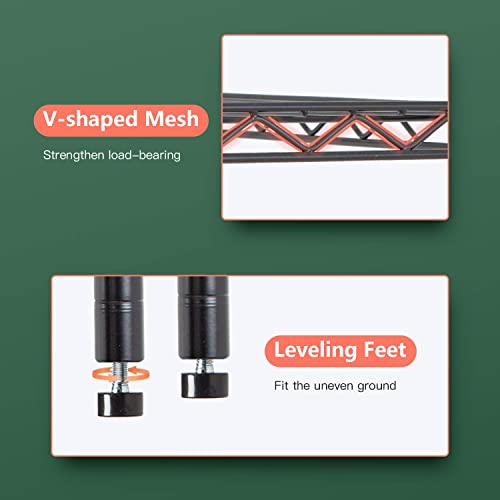 14" D×36" W×72" H Wire Shelving Unit Commercial Metal Shelf With 5 Tier Adjustable Layer Rack Strong Steel For Restaurant , Pantry, Kitchen Garage，Black #TOP4