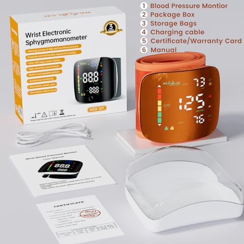 Double Love CC-LED-ORANGE-WRIST Blood Pressure Monitor With Led Touch Screen -Adjustable Wrist Blood Pressure Cuff From 5.1 Inches To 9.3 Inches,Rechargeable Wrist Bp Monitor thumb #5