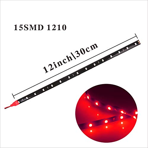2Pcs 12Inch(30Cm) 5050 15Smd Led Strip Light For Car Motor Bike Boat Decoration Led Interior Exterior Lights Strip Flexible Waterproof 12V (Red) #TOP2