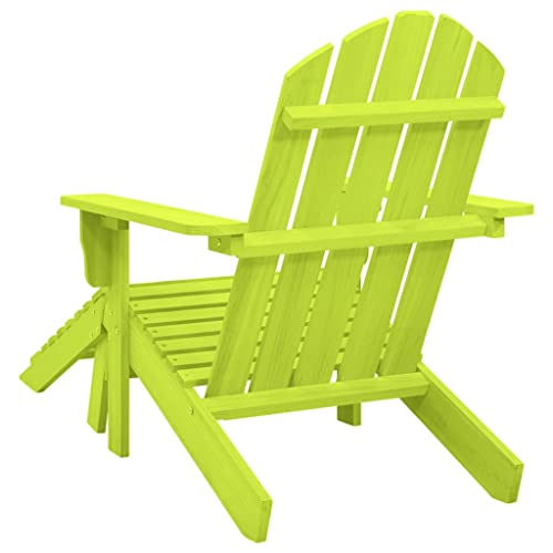 Bigbarley Outdoor Chair,Lounge Chair,Comfortable Armchair,For Patio Lawn Garden Backyard Deck,Patio Adirondack Chair With Ottoman Solid Fir Wood Green #TOP3