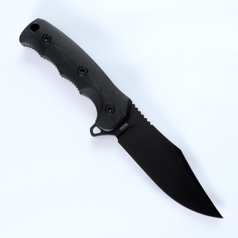 JEABROTHER Kydex Mantel Tactical Fixed Blade Messer, Alle Tang DC53 Stahl Jagdmesser Leinen Griff EDC Messer