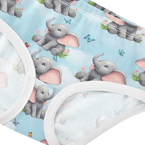 Cute Elephants Pink Ears Flowers Little Girl Panties Toddler Girls Underwear Cotton Animal Briefs Undies Kids 2t4