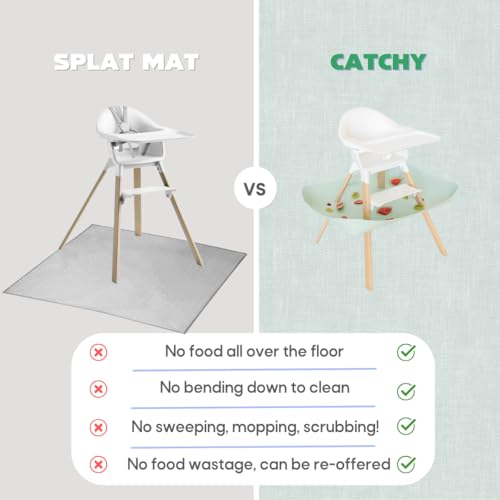 Image of CATCHY -Food Catcher-Compatible with Stokke Clikk High Chair +11 Other High Chairs-Highchair Sold Separately-Baby & Toddler Food & Mess Catcher-Premium Linen Inspired -Under High Chair Accessory | High Chair Food Catcher - High Chair Sold Separately - Baby & Toddler Food & Mess Catcher - Under High Chair Accessory