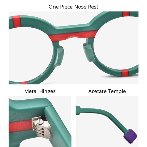 Image of HEPIDEM Multicolor Acetate Glasses Frame Women,Oversize Round Optical Eyeglasses