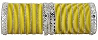 MATERIAL:- Metal | STONE:- AD Diamond, Zircon Stone | Color:- Yellow | SIZE:- 2.6 Inches | Set of 70 Bangles BRAND: The Brand LAVAZZA Features Premium Quality AD Diamond Stone Studded Mirror Work Silver Metal Bangles Set For Women and Girls. This Bri...