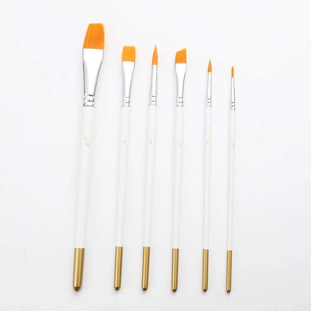 6 Pezzi/Set Manico in Legno Penna per Acquerello pennelli Forniture Disegno Arte Pittura Bianca Arte Capelli in Nylon Multifunzione
