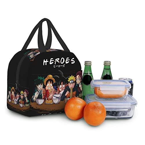 Dazhenfzd Lunch Bags Insulated Lunch Box Cooler Tote Bag Reusable Lunch Bag Japanese Anime Little Hero For Adults/Women/Men/Girls Work Hiking Picnic, Black5, One Size #TOP7