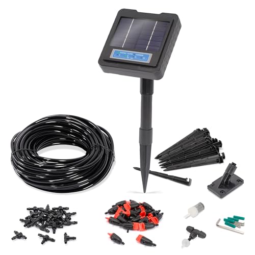 Esotec kompaktes Solar Bewässerungssystem Waterdrops 20 Automatischer Bewässerungscomputer 20 Wassertropfer Timer energieeffiziente Tropfbewässerung für Garten Balkon Beete & Pflanzgefäße 101129