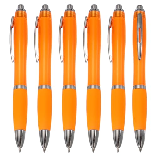Bolígrafos retráctiles negros de 1.0mm con agarre de goma PATIKIL en pack de 6 piezas color naranja