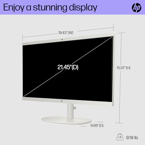 Image of HP 22 inch All-in-One Desktop PC, FHD Display, Intel N200, 8 GB RAM, 256 GB SSD, Intel UHD Graphics, Windows 11 Home, 22-dg0012 (2024)