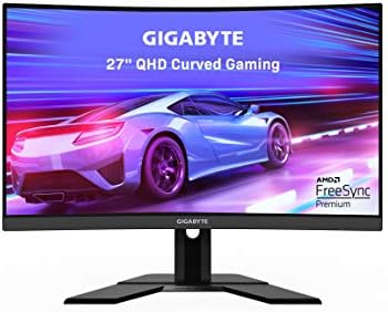 GIGABYTE G27QC 27" 165Hz 1440P Curved Gaming Monitor, 2560 x 1440 VA 1500R Display, 1ms (MPRT) Response Time, 92% DCI-P3, HDR Ready, FreeSync Premium, 1x Display Port 1.4