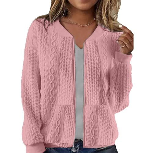 Image of Womens Full Zip Up Cardigan Sweater Casual Solid Long Sleeve Sweatshirt Coat with Pocket