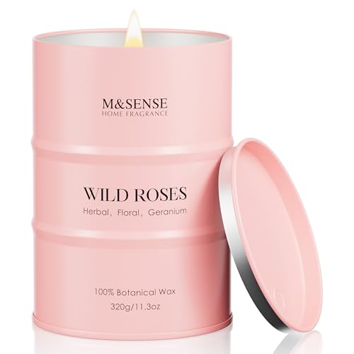 M&SENSE Wild Rose Natural Scented Candle, 70 Hours Long Lasting