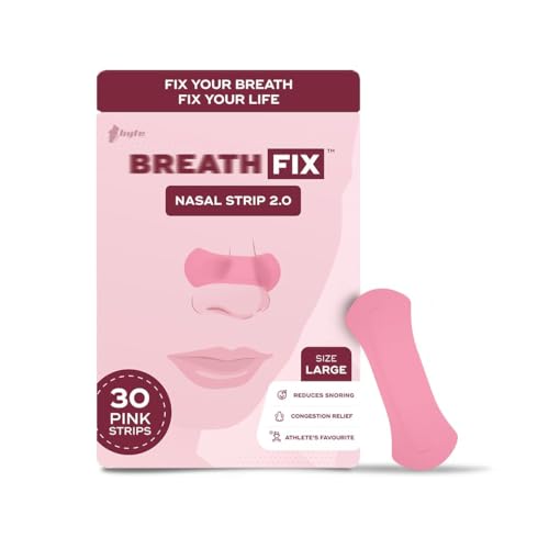 Image of BREATH FIX Large Size Nasal Strips 2.0 | Pink Colour | Nasal Strip for Breathing | Enhances Sleep & Athletic Performance | By Byte | Optimizes Oxygen Intake | Skin-Friendly & Flexible Fit | Sweat-Resistant | CDSCO Approved | 30 Strips