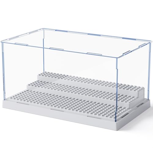 Image of Mlikero Display Case for Minifigures Action Figures Blocks, Removable Minifigure Display Case Box Storage for Collection Bricks Blocks Toys, Grey