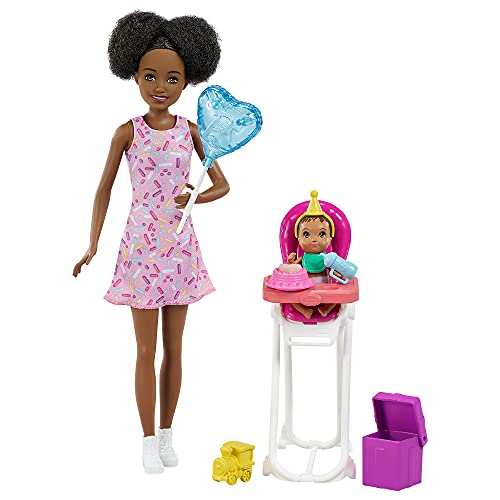 Barbie Skipper Babysitters Inc. Dolls & Playset with Babysitting Skipper Doll, Color-Change Baby Doll, High Chair & Party-Themed Accessories for Kids 3 to 7 Years Old