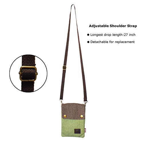 WITERY Small Crossbody Bags for Teen Girl - Handmade Cute Canvas Cross Body Phone Purse Cloth Pouch with Adjustable Shoulder Strap, Mini Women Travel Cell Phone Purse Wallet