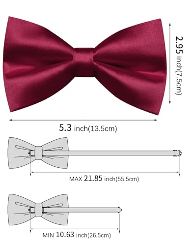 Image of Solid Color Bow Ties for Men Silk Pre-tied Tuxedo Bowtie Set 4PCS | Pre-tied in 3 seconds,adjustable 4PCS bow tie and pocket square cufflinks lapel pin set,wedding,formal,party,prom,graduation
