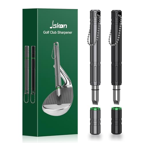 Jiskan Pro Golf Club Grooves Sharpener Cleaner Tool for Wedges&Irons, Essential Golf Accessories Golf Gifts for Men Cool Golf Gear Unique Golf Bag Accessories Golf Gadget (Double)
