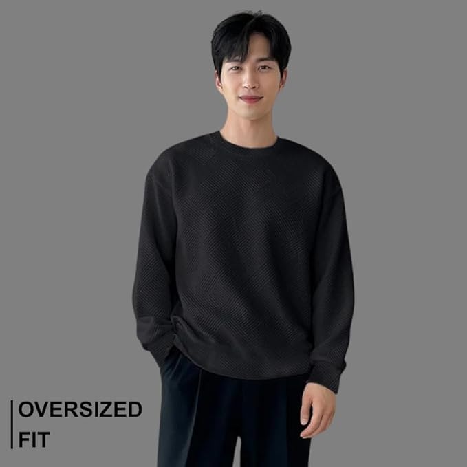 Image of GRECIILOOKS Men's Polycotton Regular Fit Solid Plain Casual T Shirt Stylish | Oversized Fit Full Sleeve T Shirt (Available in Plus Size)
