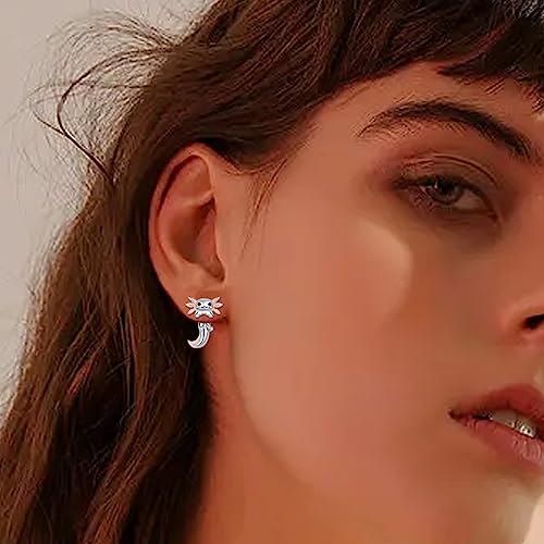Animal Jacket Earrings for Womens 925 Sterling Silver Axolotl Pug Cat Goat Earrings Cute 3D Earrings Jacket Hypoallergenic4