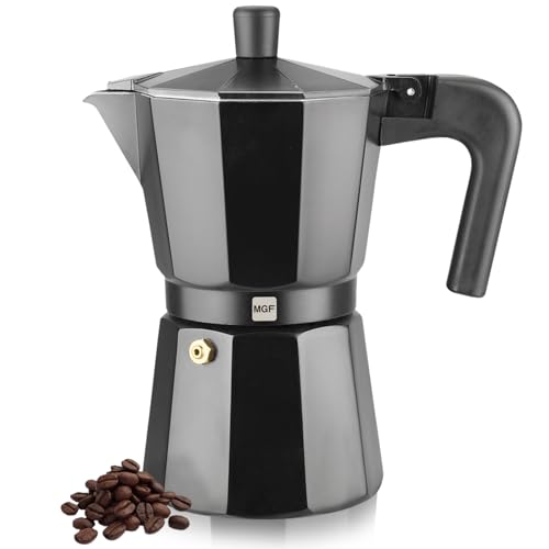 Magefesa Kenia Noir Stovetop Espresso Moka Pot, 9-Cup/15 oz, Italian Coffee Maker for Cuban Coffee, Extra-Thick Aluminum, Heat-Resistant Handle, Safe & Easy-to-Use, Greca Coffee Maker by Magefesa - Used condition - US$14.09