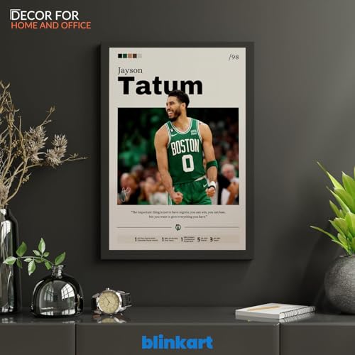 Image of BLINKART Jayson Tatum | Nba Basketball Player | Synthetic Wood Photo Framed Wall Hanging Poster For Room & Office Bedroom Living Boys And Girl Room Home Wall Hanging | 13x10 Inches