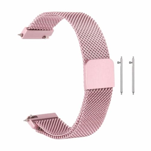 HARFINGTON Stainless Steel Mesh Watch Band 16mm Quick Release Metal Replacement Adjustable Watch Strap with Magnetic Buckle for Men Women, Rose Pink