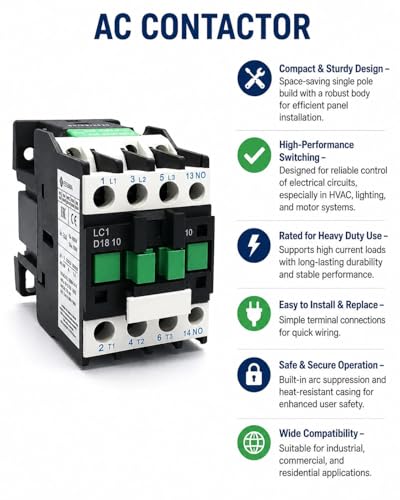Image of SANAVYA 3 Pole Contactor Heavy Duty Electrical Contactor with 220V AC Coil for Industrial and Commercial Applications | Pack of 2
